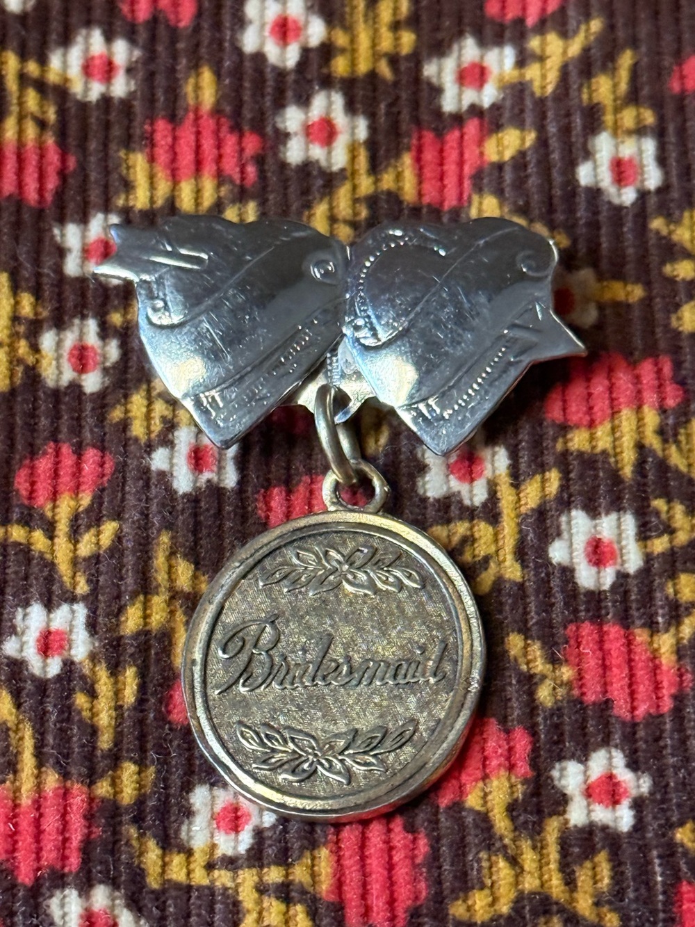 Bundle 3 for 50% off Antique 1940s Silver-Toned Hearts Pin with Bridesmaid Charm